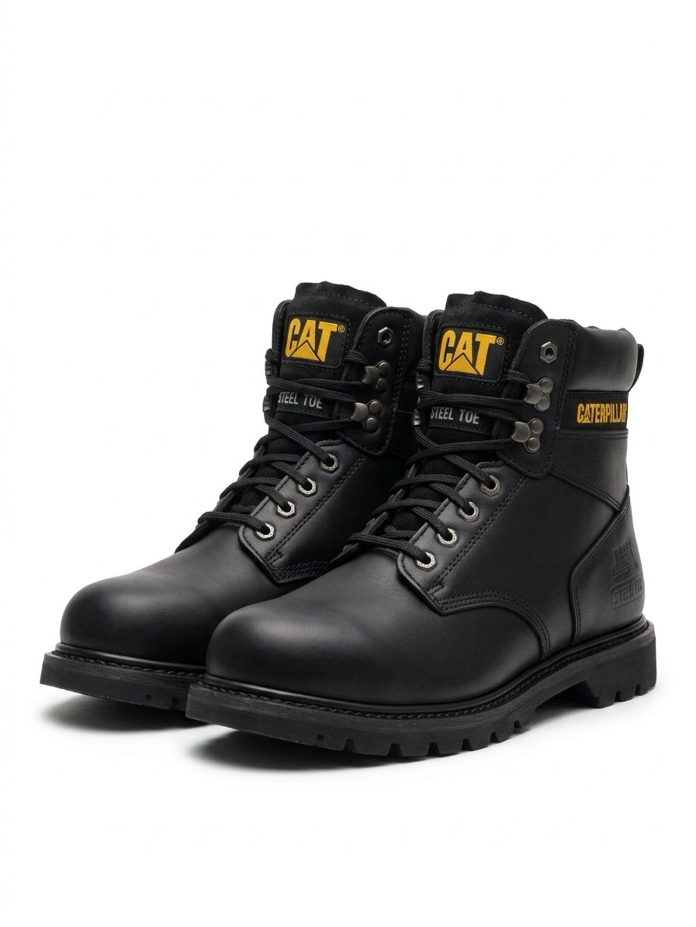 Caterpillar P89135 Steel Toe Work Boots Leather Black Men 9W